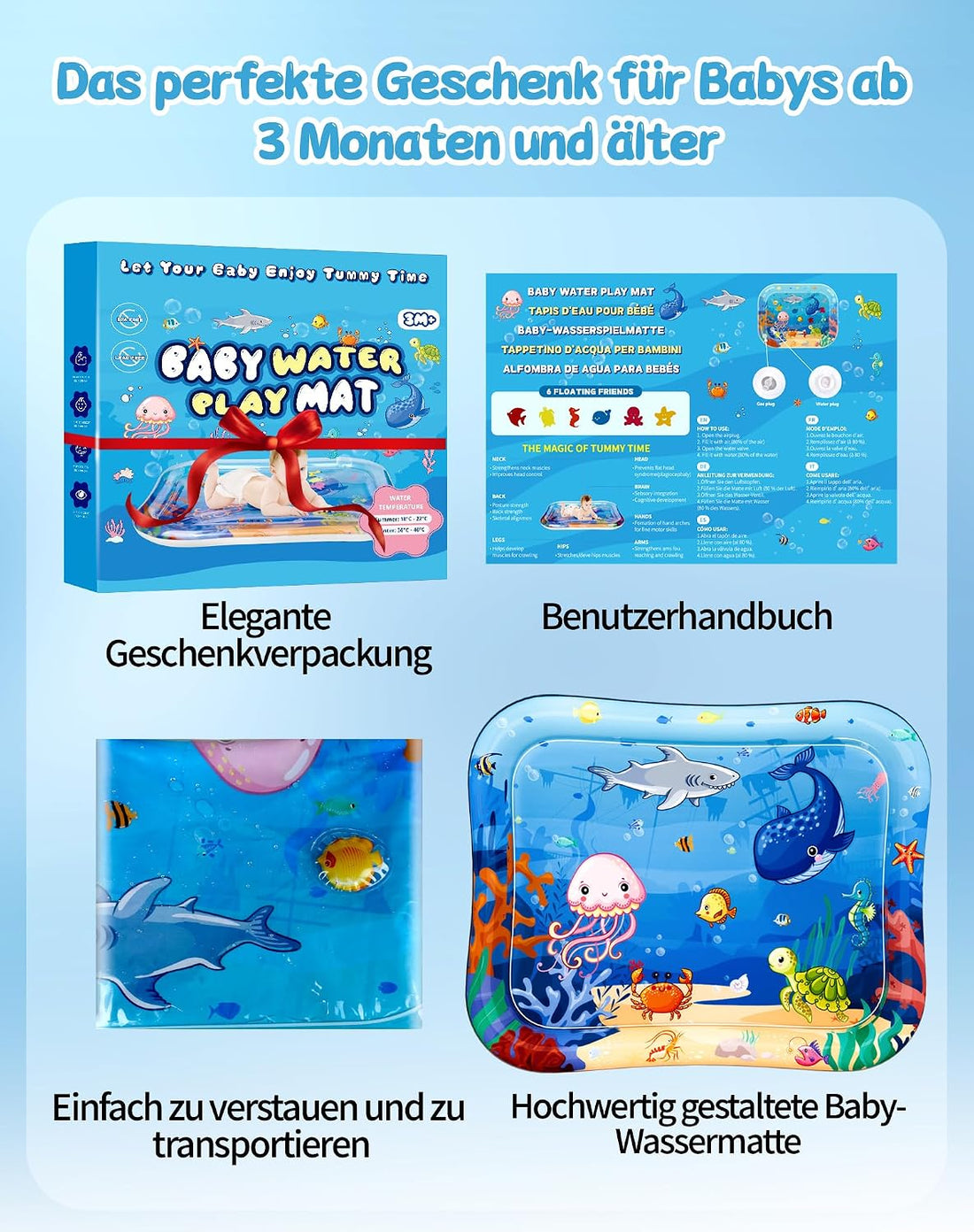 Premium Inflatable Crawling & Tumbling Water Play Mat for Babies
